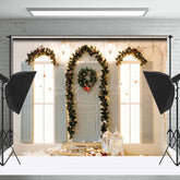 Lofaris Kranz Jalousie Fenster Licht Zweige Weihnachten Hintergrund